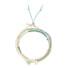 Mixed Media Wrap Bracelet/Necklace - Courage/Amazonite/Silver