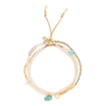 Mixed Media Wrap Bracelet/Necklace - Tranquility/Turquoise/Gold