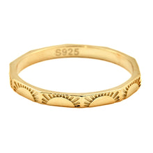 Angular Sun Ring - 925 Sterling Silver Engraved Sun Band