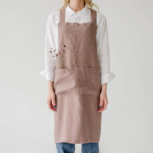 Linen Tales Crossback Apron - Ashes of Roses 