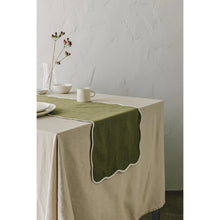 Green cotton placemat with white scalloped detailing Danica Canada