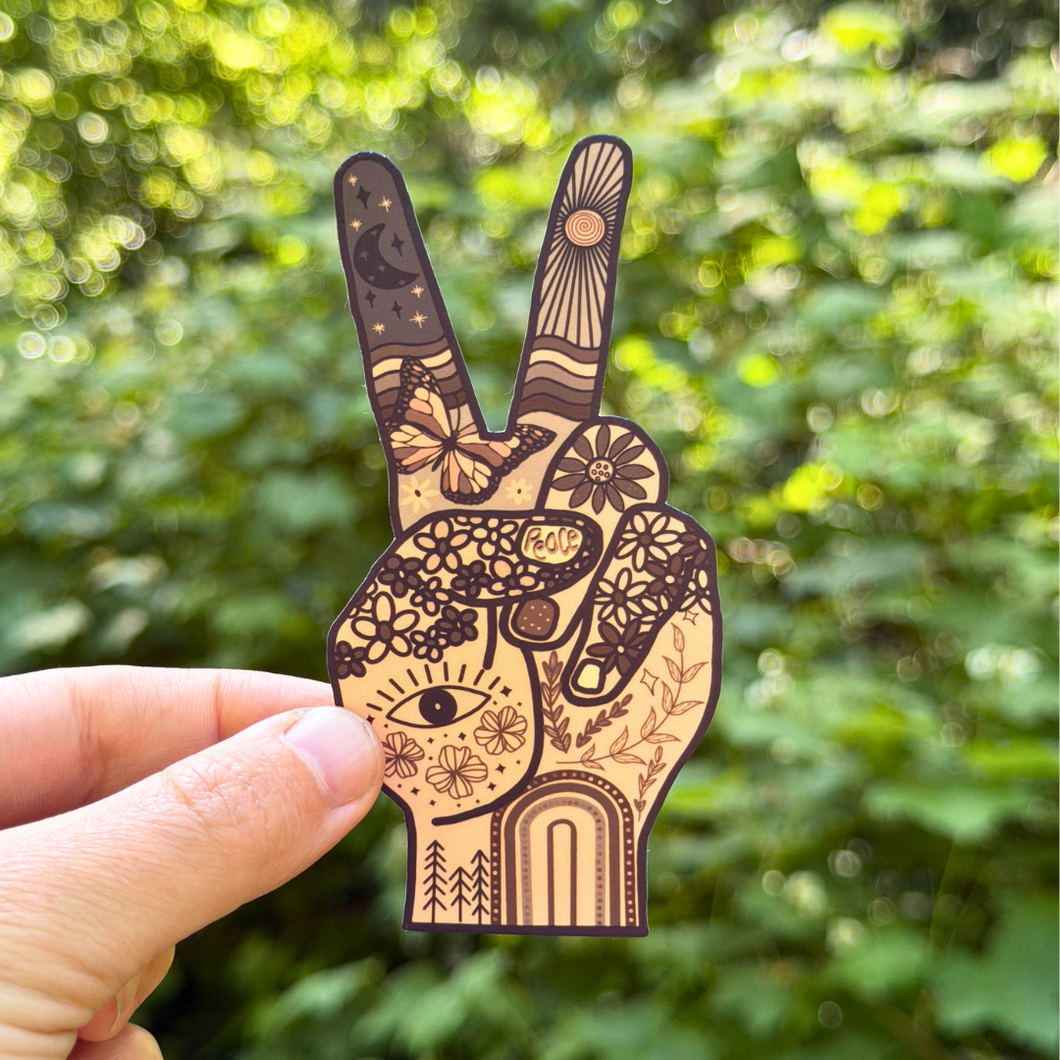 Peace Hand Sticker | Nature Lover | Hippie Sticker
