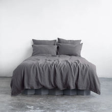 Queen Linen Duvet Cover Set - Dark Grey
