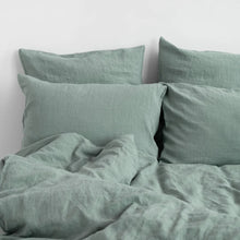 Queen Linen Duvet Cover Set - Green Milieu