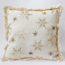 Cream and Gold Snowflake Decorative Pillow