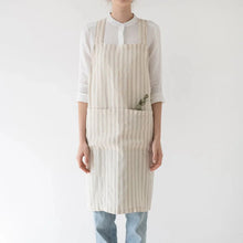 Linen Tales Crossback Apron - Natural White Stripes