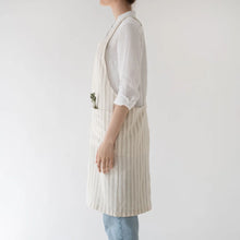 Linen Tales Crossback Apron - Natural White Stripes