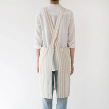 Linen Tales Crossback Apron - Natural White Stripes