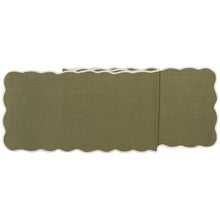 Green cotton placemat with white scalloped detailing Danica Canada