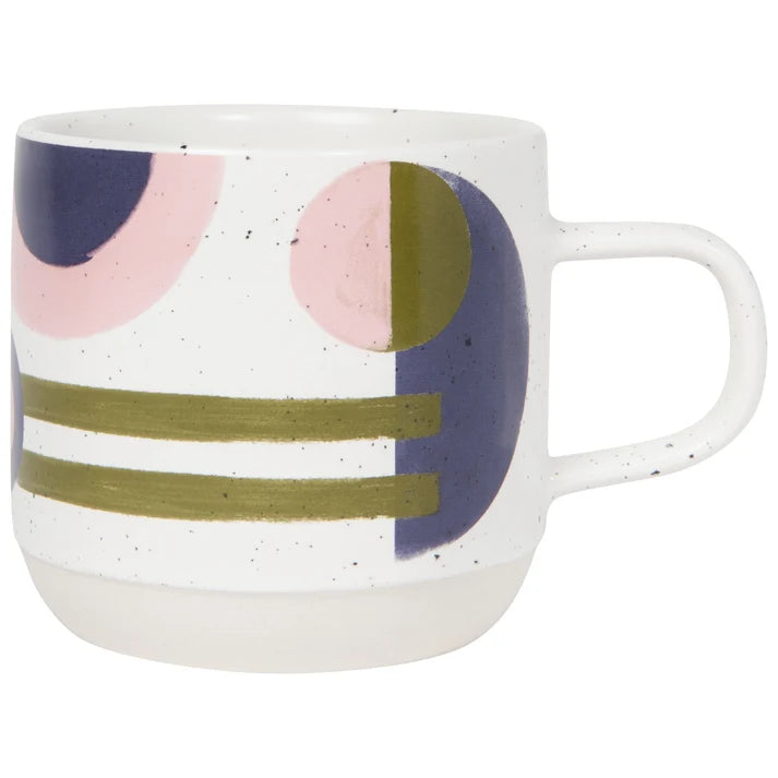 Ceramic mug with abstract design on a white background