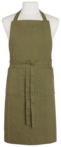 Olive Stonewashed Cotton Apron - Danica