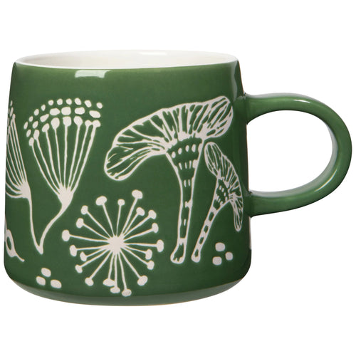 Danica Imprint Mug Wildgrove Green Floral Mug with Mushroom Resist Detail