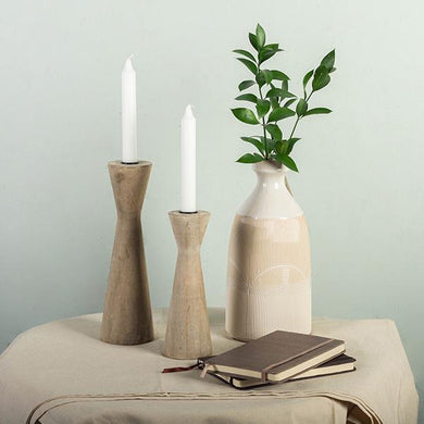 Grey Wash Taper Candle Holders