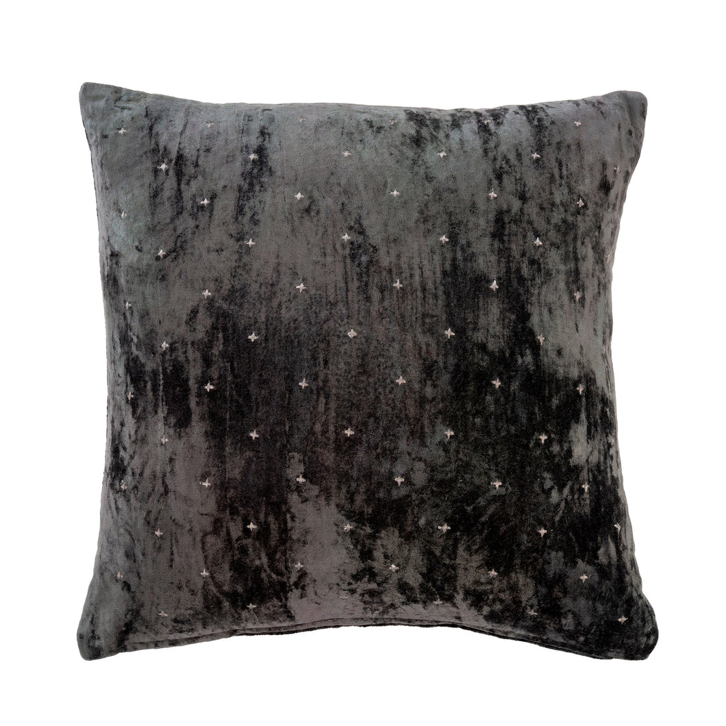 Grey Velvet Cross Cushion - Throw Pillows