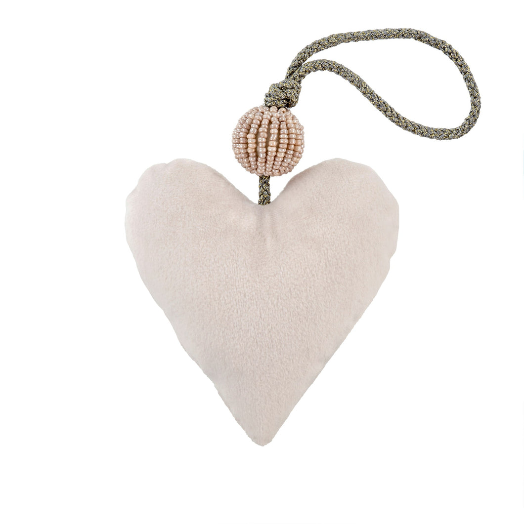 Cream Velvet Heart Ornament
