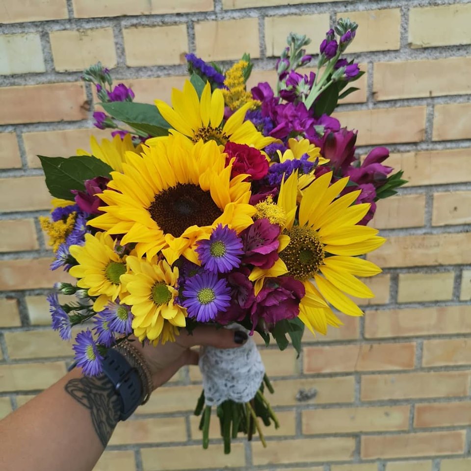 Purple and Yellow Sunflower Bouquet