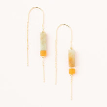 Threader Gemstone Earring - Amazonite & Amber