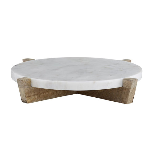 Marble and Wood Serve Stand