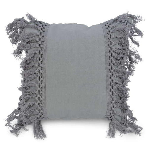 Grey Fringe Cushion