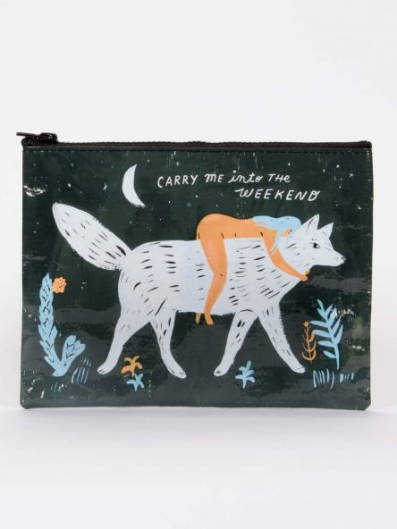 Carry Me Into The Weekend Zipper Pouch - Blue Q - Great Gifts