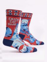 Crazy Cat Dude Blue Q Socks